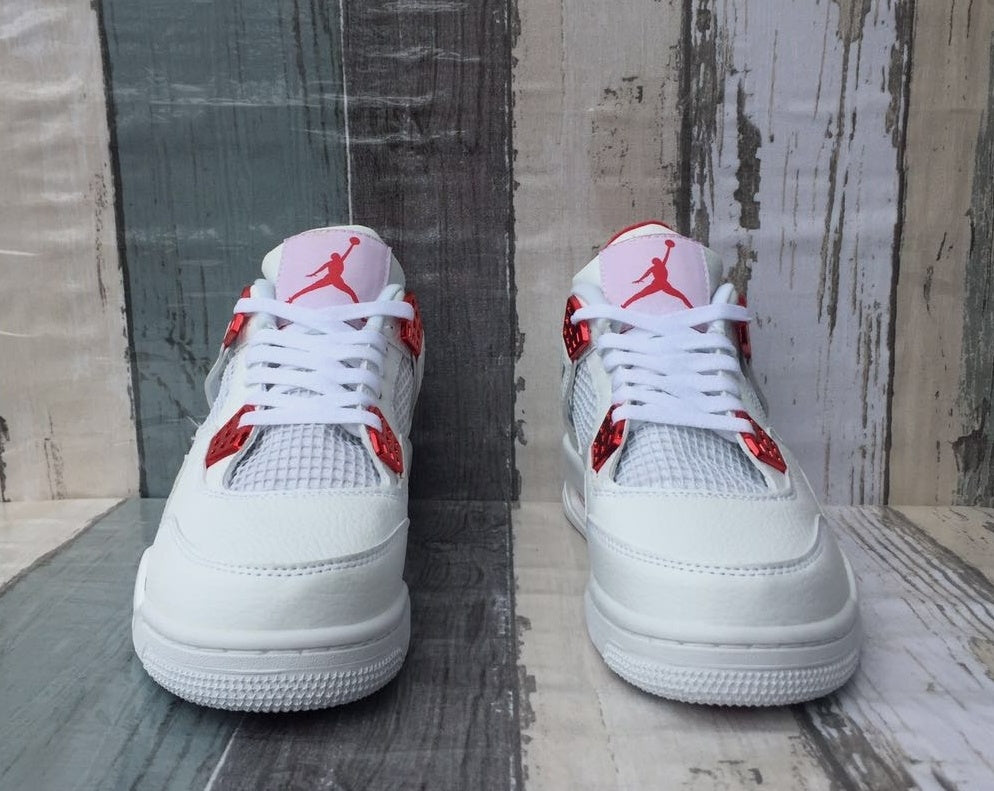 Sneakers, White Red Colorway, Lace Up Design, Casual Gift for Sneaker Fans