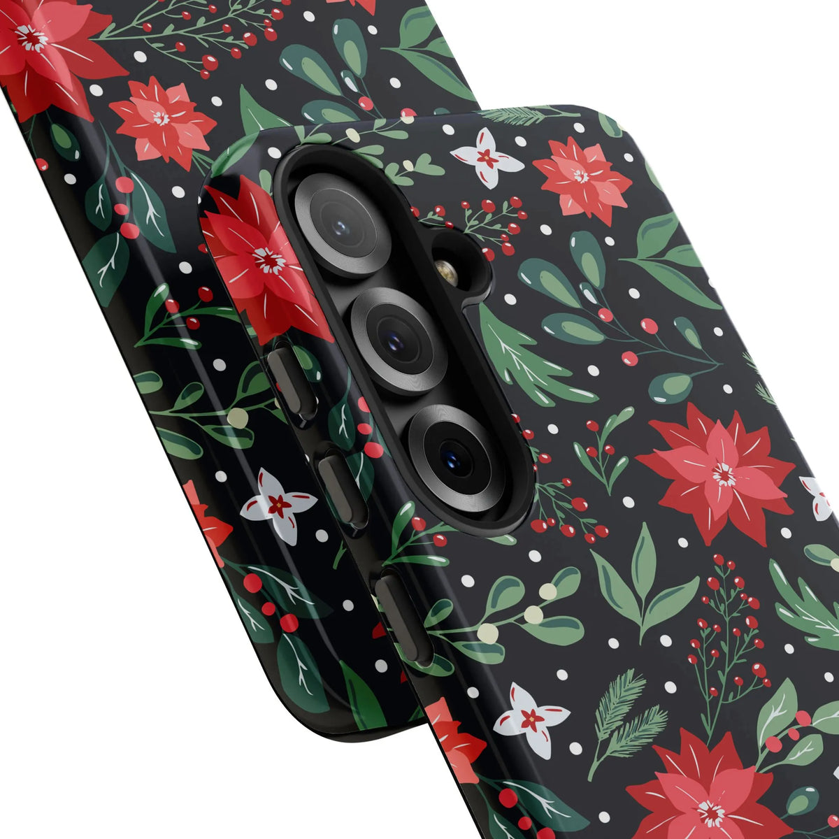 Christmas Floral Phone Cover, Deck the Halls Poinsettia Phone Case for Samsung Galaxy, Holiday Botanical Protective Case