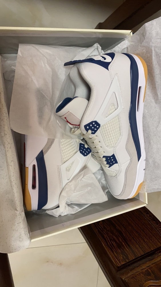 Mid Top Sneakers, Blue White Gray Navy Colorway, Lace Up Design, Casual Gift for Sneaker Fans