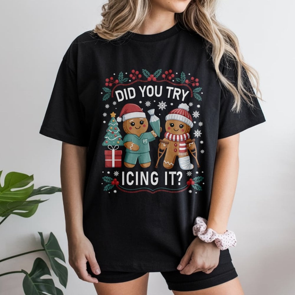 Gingerbread Icing Pun Tee, Physical Therapy Christmas T-Shirt, Humorous PT Holiday Shirt, Physical Therapist Christmas Shirt,