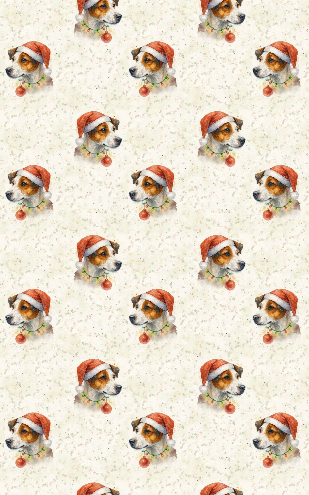 Santa Hat Dog Gift Wrap, Jack Russell Terrier Christmas Wrapping Paper, Festive Puppy Present Wrap, Holiday Dog Lover Present