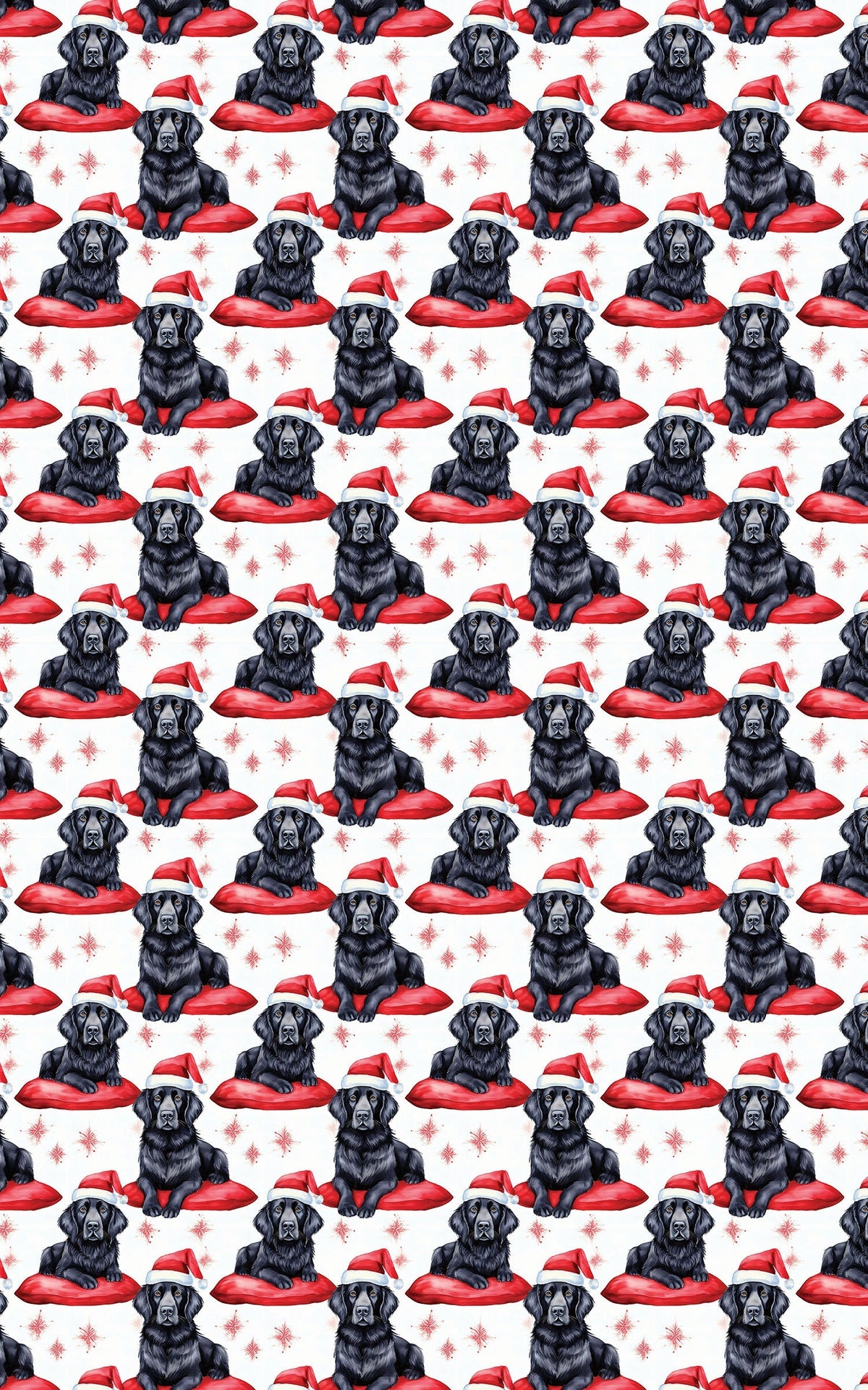 Santa Dog Wrapping Paper, Flat-Coated Retriever Christmas Wrapping Paper, Retriever Holiday Gift Wrap, Pet Lover Wrapping Pap