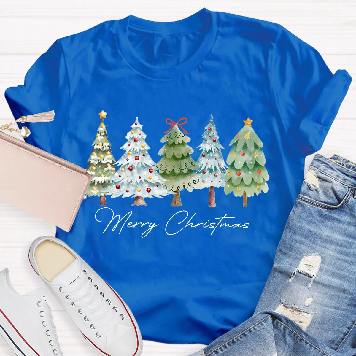 Festive Christmas Tree Shirt, Merry Christmas Tree T-Shirt, Retro Holiday Graphic Tee, Winter Xmas Pullover Tee, Christmas Pr