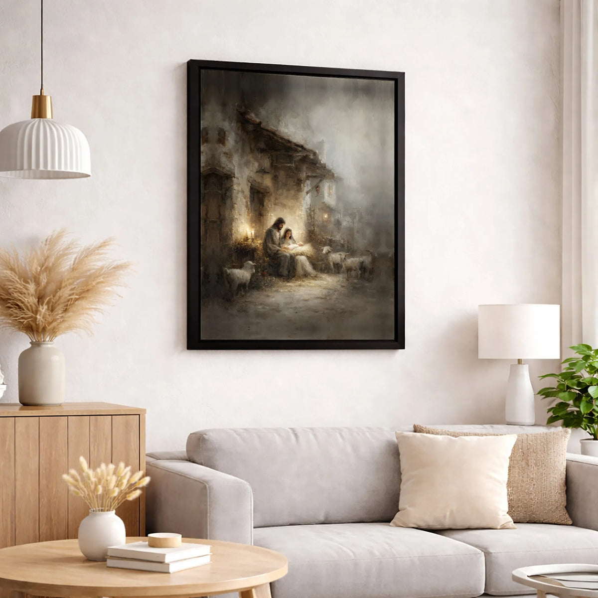 Birth of Jesus Canvas Print, Nativity Scene Canvas Wall Art, Holy Family Religious Wall Decor, Christian Christmas Canvas, Ho