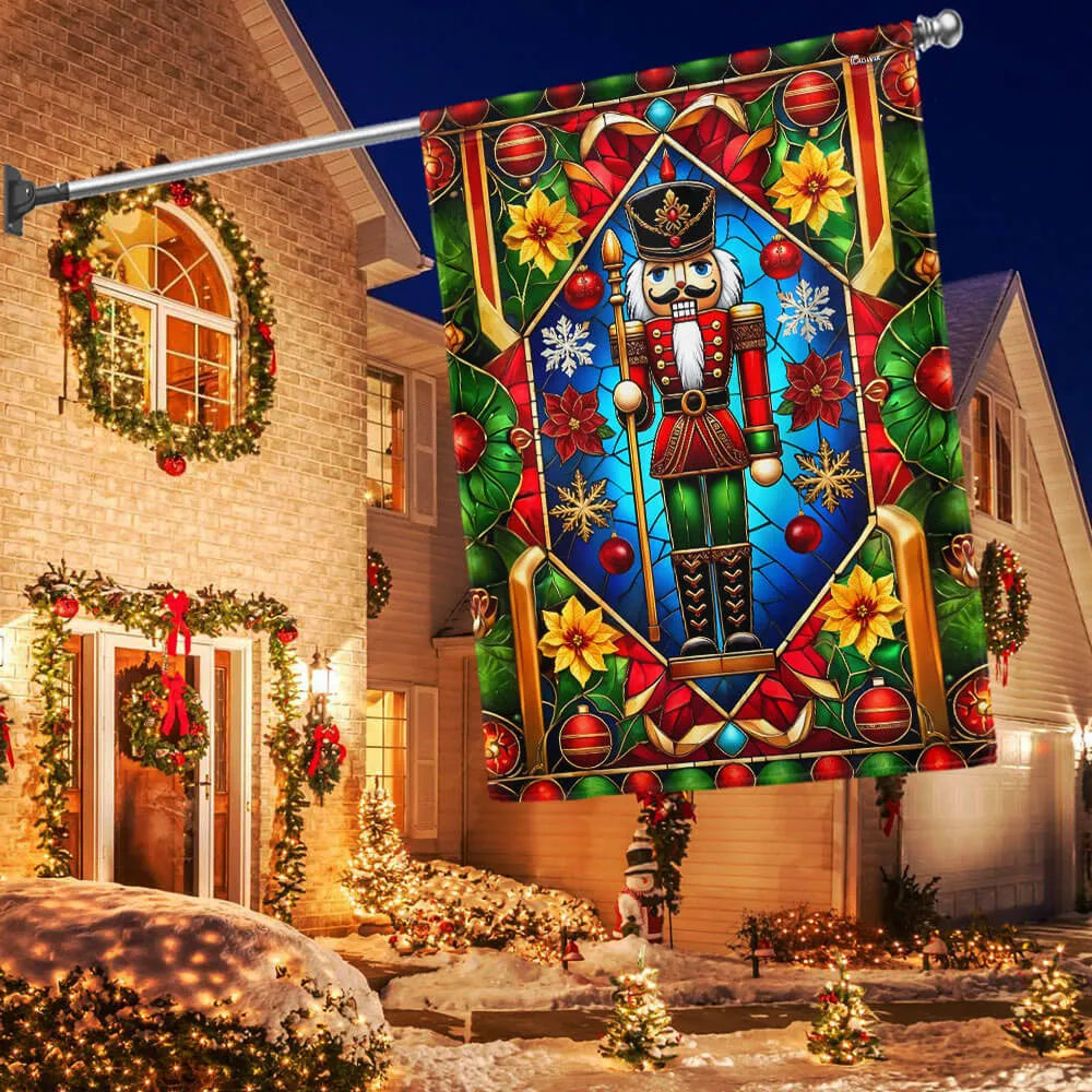 Double Sided Holiday Soldier Yard Flag, Christmas Nutcracker Garden Flag, Festive Winter Seasonal Flag, Xmas Yard Porch Decor