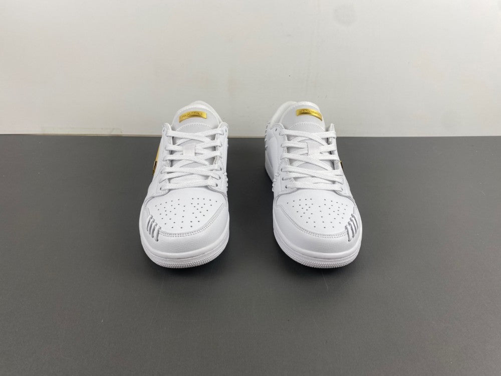 Low Top Sneakers, White Gold Colorway, Lace Up Design, Casual Gift for Sneaker Fans