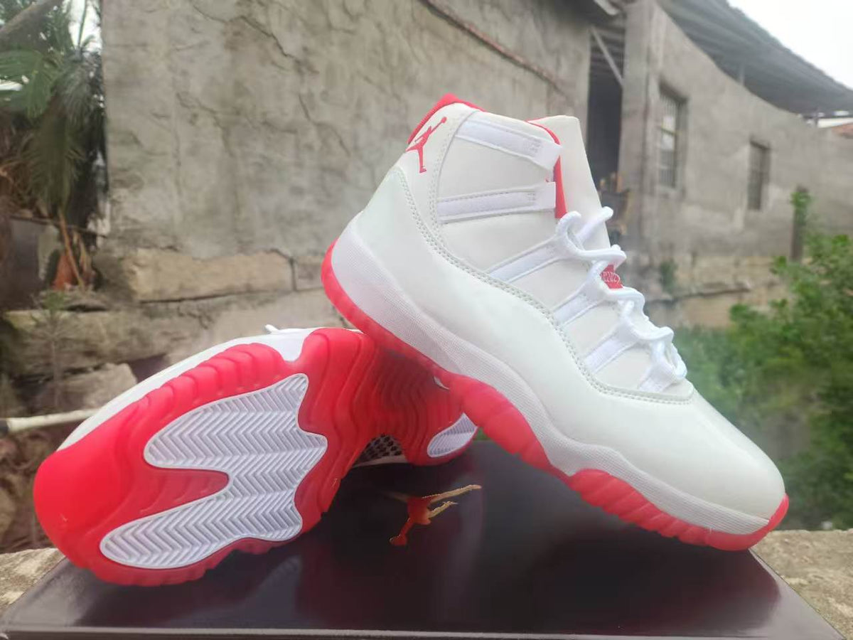 High Top Sneakers, White Red Colorway, Lace Up Design, Casual Gift for Sneaker Fans