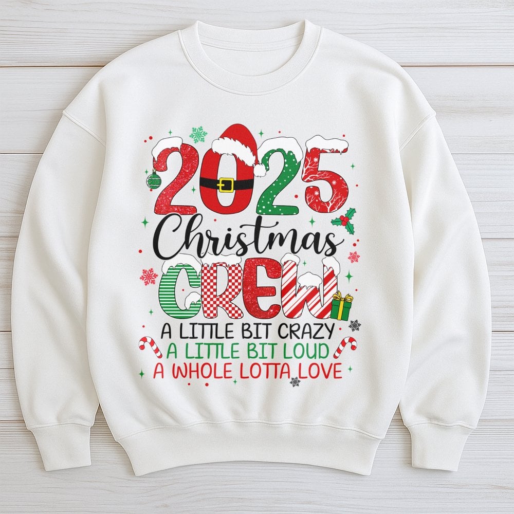 Humorous Family Matching Holiday Sweater, 2025 Christmas Crew Sweatshirt, New Year Xmas Party Crewneck, Festive Holiday Vacat