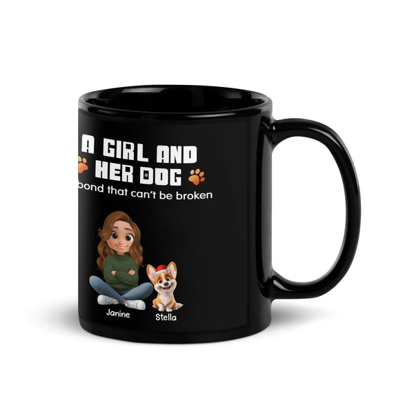 Custom Girl and Corgi Coffee Cup, Personalized Dog Mom Ceramic Mug, Adorable Dog Owner Illustration Tea Mug, Pet Lover Christ