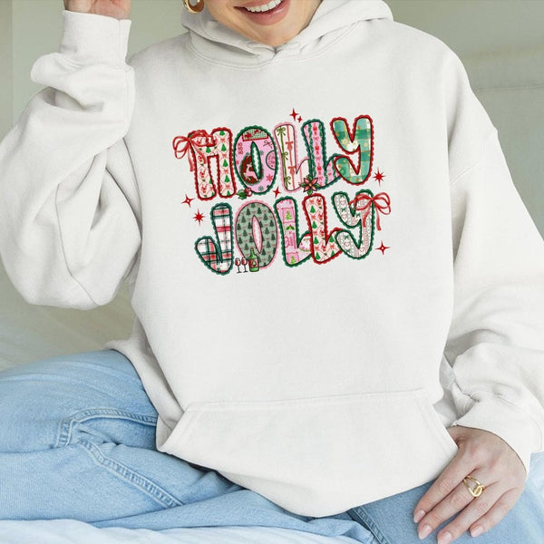 Preppy Holiday Graphic Sweatshirt, Holly Jolly Christmas Hoodie, Adorable Xmas Hooded Pullover, Festive Winter Sweater, Chris