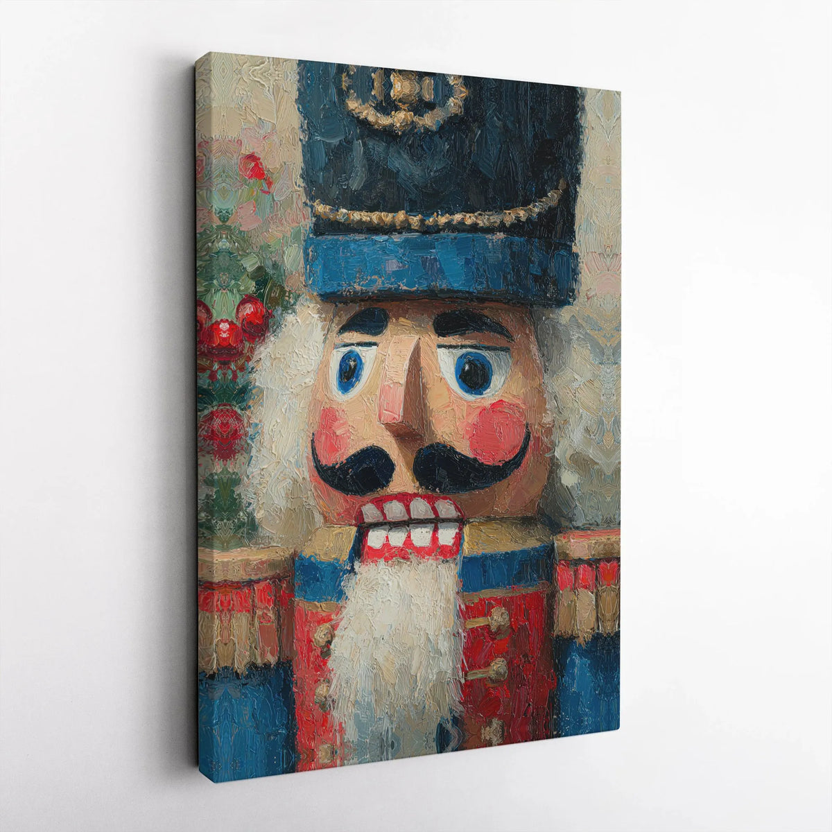 Festive Oil Impasto Nutcracker Canvas Print, Nutcracker Canvas Wall Art, Holiday Nutcracker Canvas Decor, Vintage Christmas A