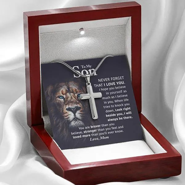Religious Stainless Steel Pendant Necklace, To My Son Cross Necklace, Faith Keepsake Jewelry, Birthday Christmas Present for 