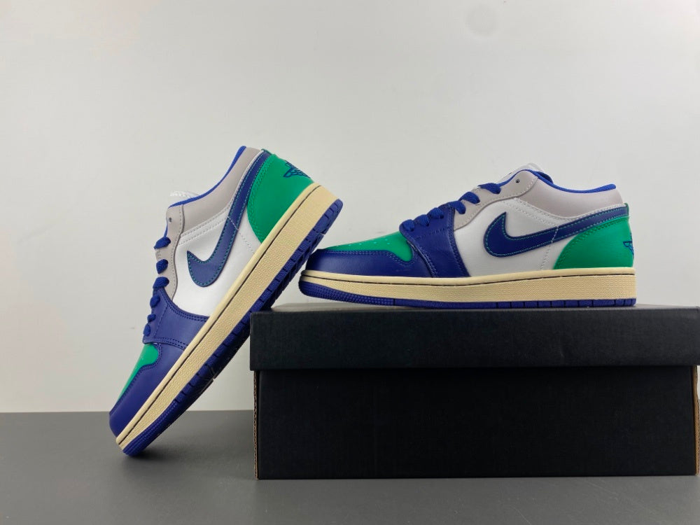Low Top Sneakers, White Green Purple Colorway, Lace Up Design, Casual Gift for Sneaker Fans