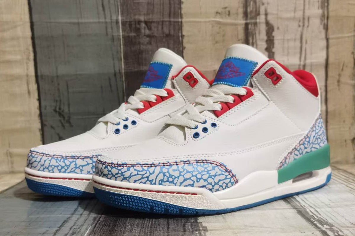 Low Top Sneakers, Off White Blue Red Colorway, Lace Up Design, Casual Gift for Sneaker Fans