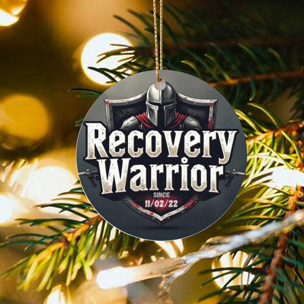 Sobriety Anniversary Ceramic Ornament, Recovery Warrior Christmas Ornament, Sober Milestone Keepsake Ornament, Clean and Sobe
