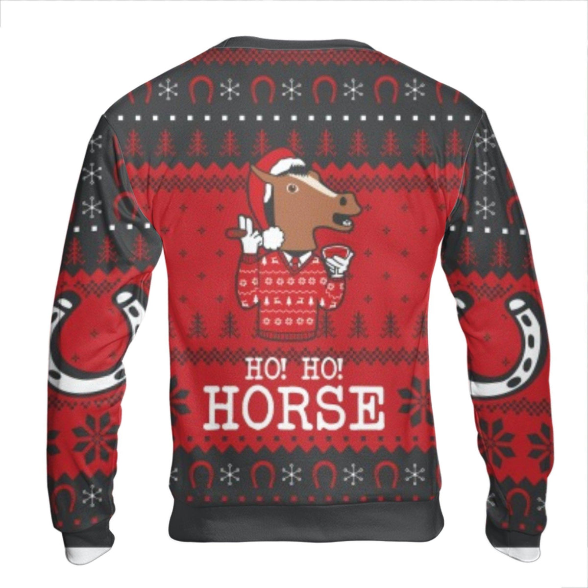 Humorous Cartoon Pony Holiday Sweater, Ho Ho Horse Ugly Christmas Sweatshirt, Equestrian Farm Animal Xmas Pullover, Horse Lov