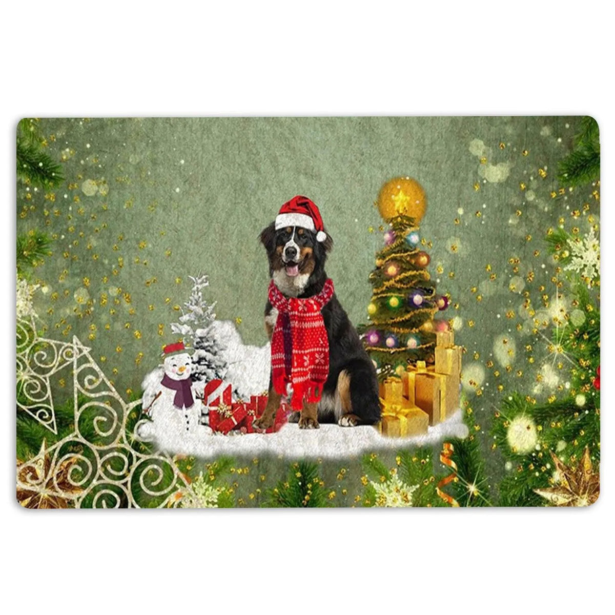 Bernese Mountain Dog Welcome Mat, Bernese Mountain Dog Christmas Doormat, Bernese Dog Floor Mat, Dog Lover Holiday Entrance R