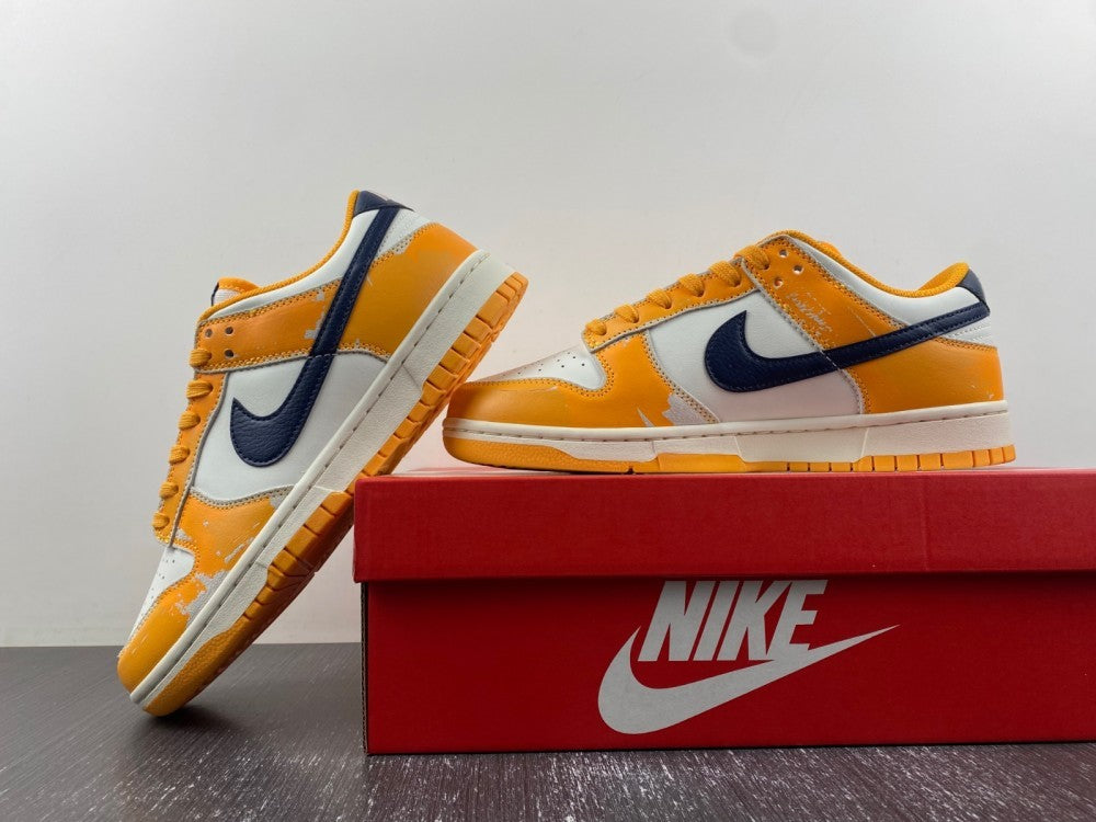 Distressed Low Top Sneakers, Blue White Yellow Colorway, Lace Up Design, Distressed Finish, Casual Gift for Sneaker Fans
