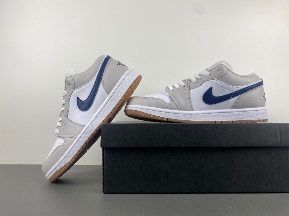 Low Top Sneakers, Blue White Gray Colorway, Lace Up Design, Casual Gift for Sneaker Fans
