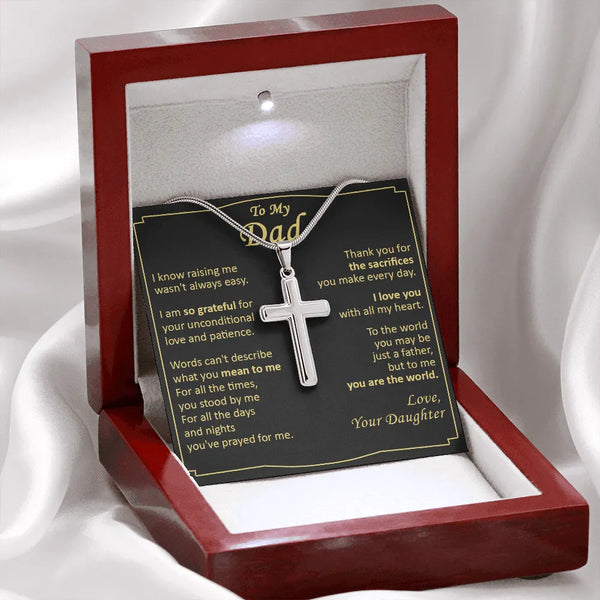 Religious Stainless Steel Cross Pendant, Cross Necklace for Dad, Sentimental Message Card Necklace, Birthday Christmas Presen
