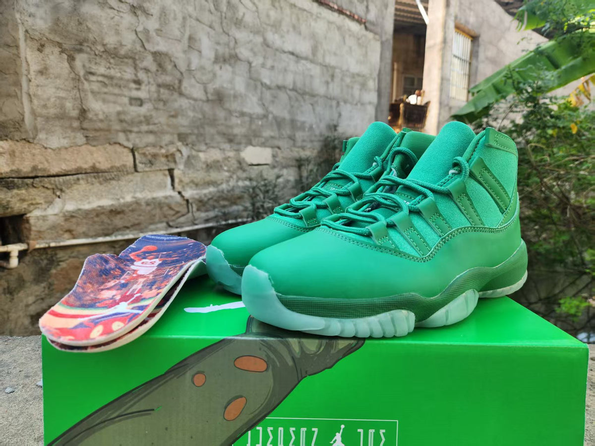 High Top Sneakers, Green Colorway, Lace Up Design, Casual Gift for Sneaker Fans