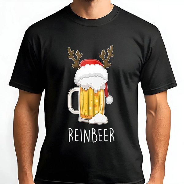Humorous Reindeer Beer Pun Shirt, Reinbeer Christmas T-Shirt, Holiday Drinking Beer Tee, Xmas Graphic Tee, Christmas Present 