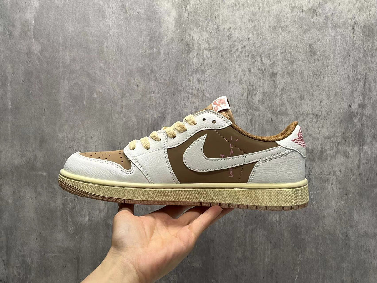Low Top Sneakers, Light Brown Pink Colorway, Reverse Hook Design, Lace Up Design, Casual Gift for Sneaker Fans