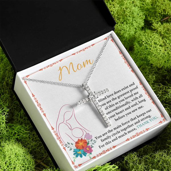 Cubic Zirconia Faith Cross Pendant, Cross Necklace for Mom, 14K White Gold Dipped Mom Jewelry, Sentimental Birthday Christmas