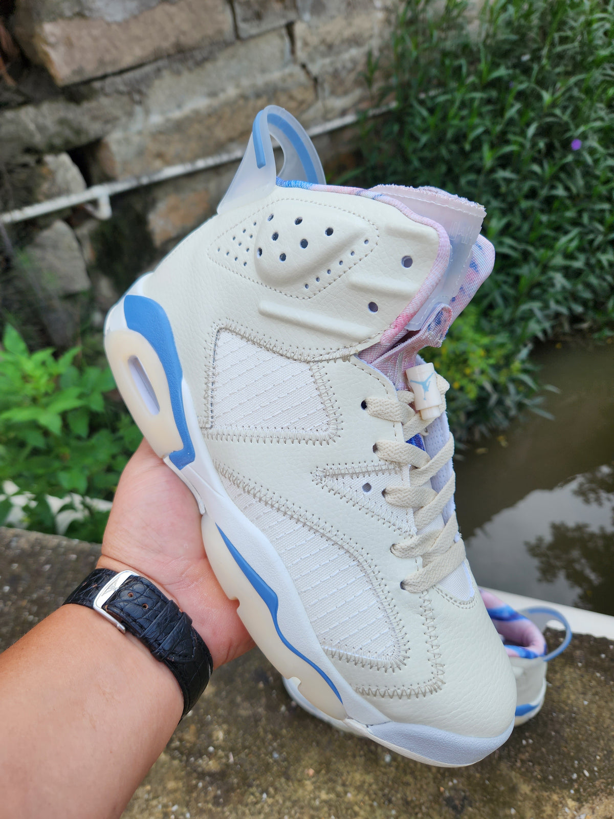 High Top Sneakers, White Blue Colorway, Lace Up Design, Casual Gift for Sneaker Fans