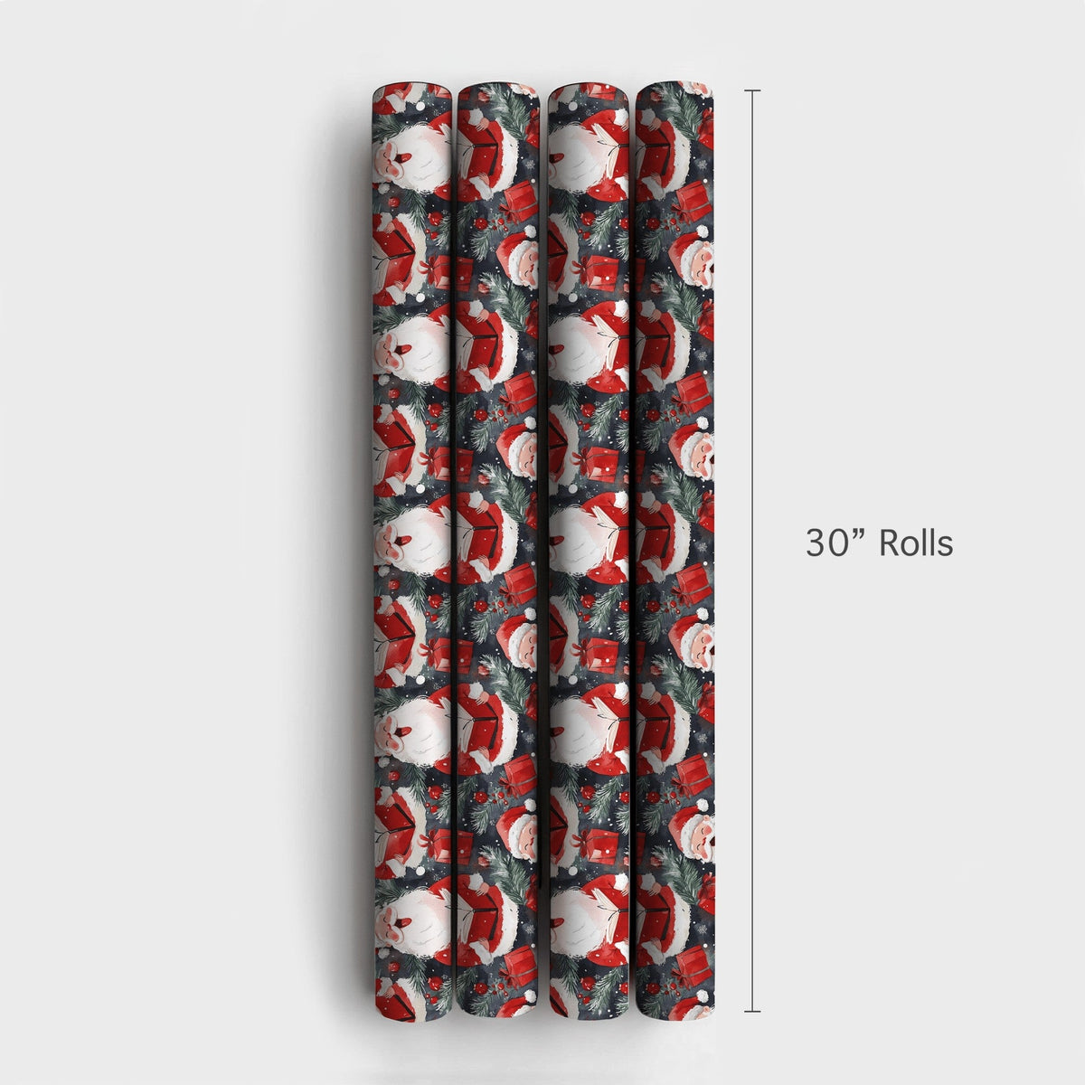 Watercolor Caroler Christmas Gift Wrap, Singing Santa Wrapping Paper, Dark Blue Holiday Wrapping Paper, Caroling Gift Wrap Ro