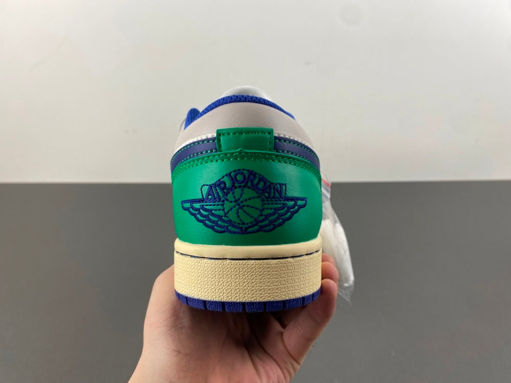 Low Top Sneakers, White Green Purple Colorway, Lace Up Design, Casual Gift for Sneaker Fans