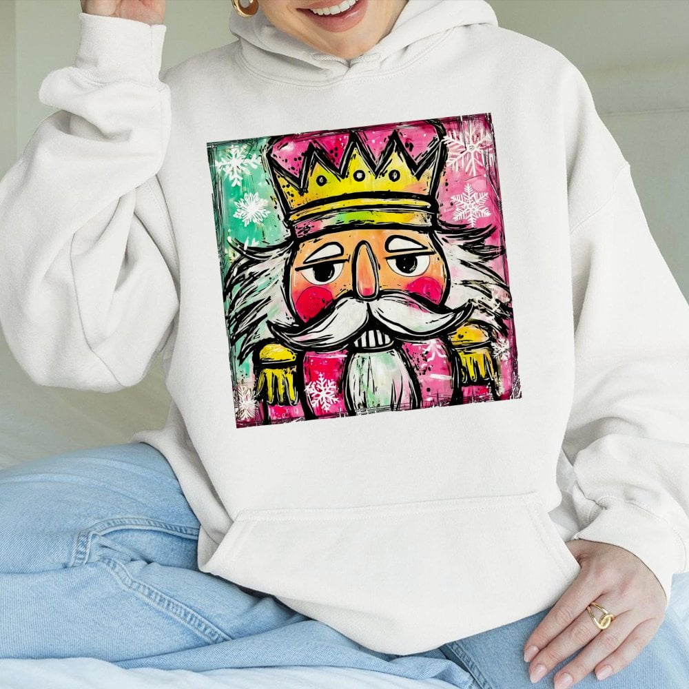 Watercolor Holiday Sweatshirt, Nutcracker Christmas Hoodie, Adorable Festive Xmas Art Hoodie, Nutcracker Ballet Graphic Hoodi
