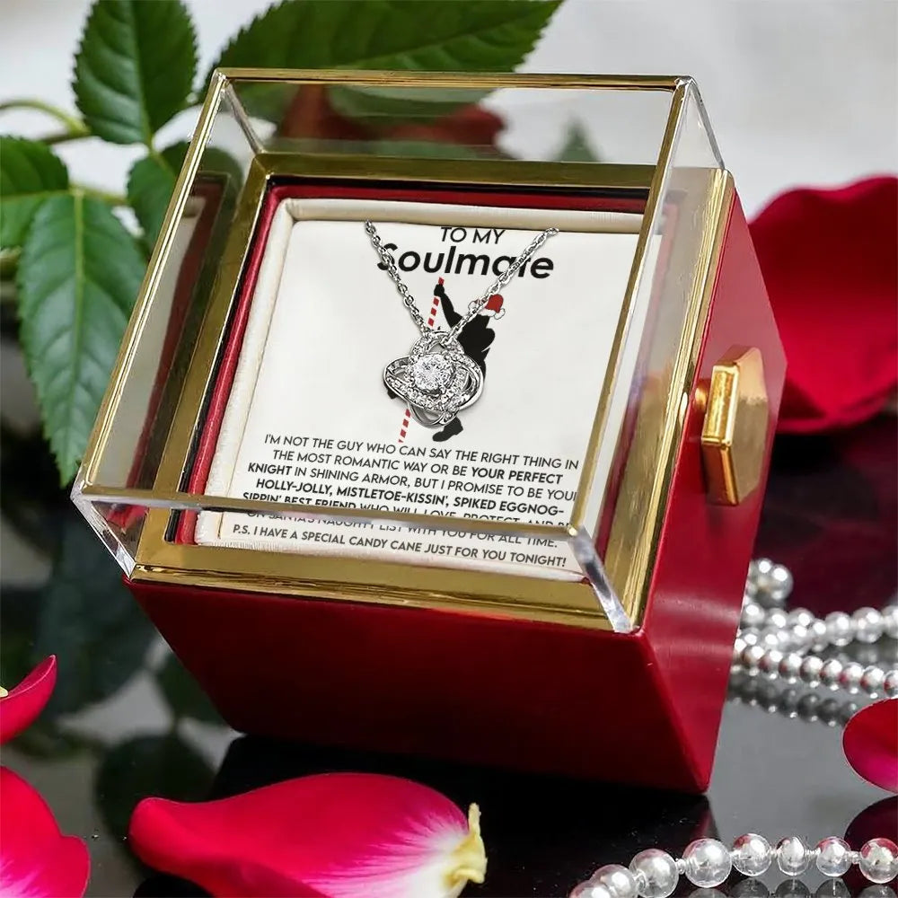 Cubic Zirconia Love Knot Pendant, Christmas Naughty List Love Knot Necklace, Soulmate Necklace, Romantic Holiday Present for 