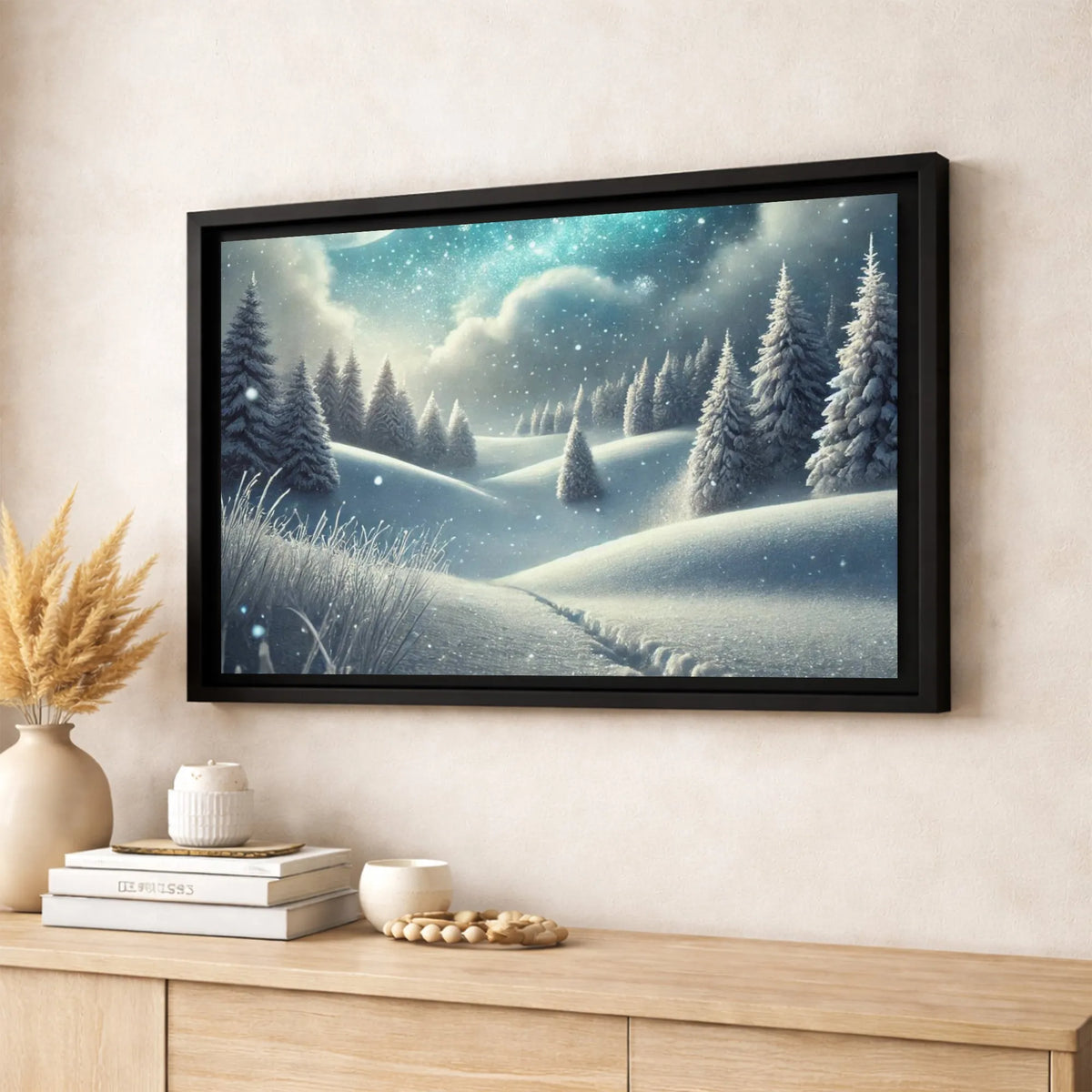 Snowy Pine Tree Landscape Canvas Print, Winter Forest Canvas Wall Art, Winter Nature Wall Decor, Rustic Holiday Canvas, Chris