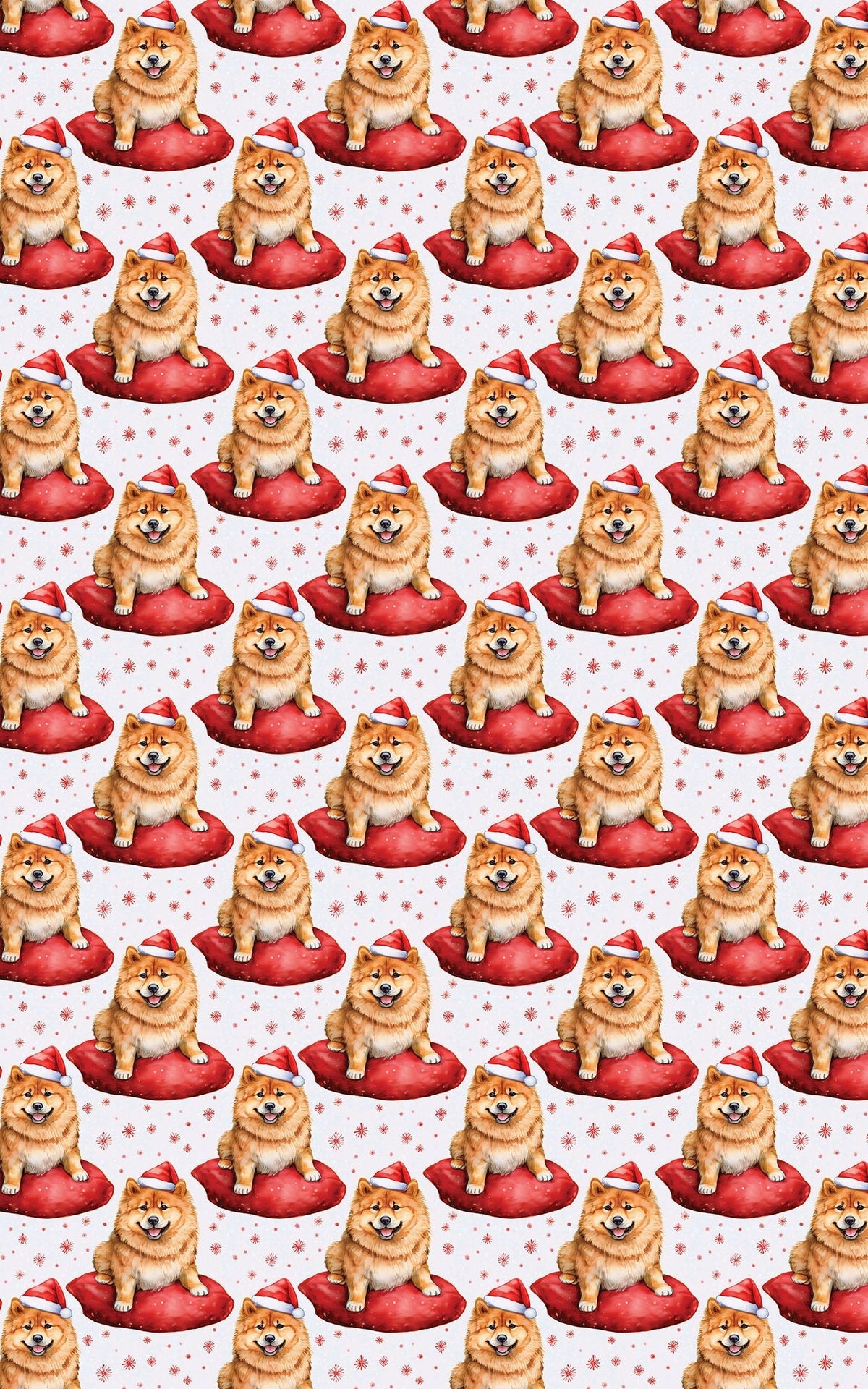 Long-Haired Dog Santa Hat Gift Wrap, Shiba Inu Christmas Wrapping Paper, Holiday Present Paper, Adorable Pet Christmas Paper