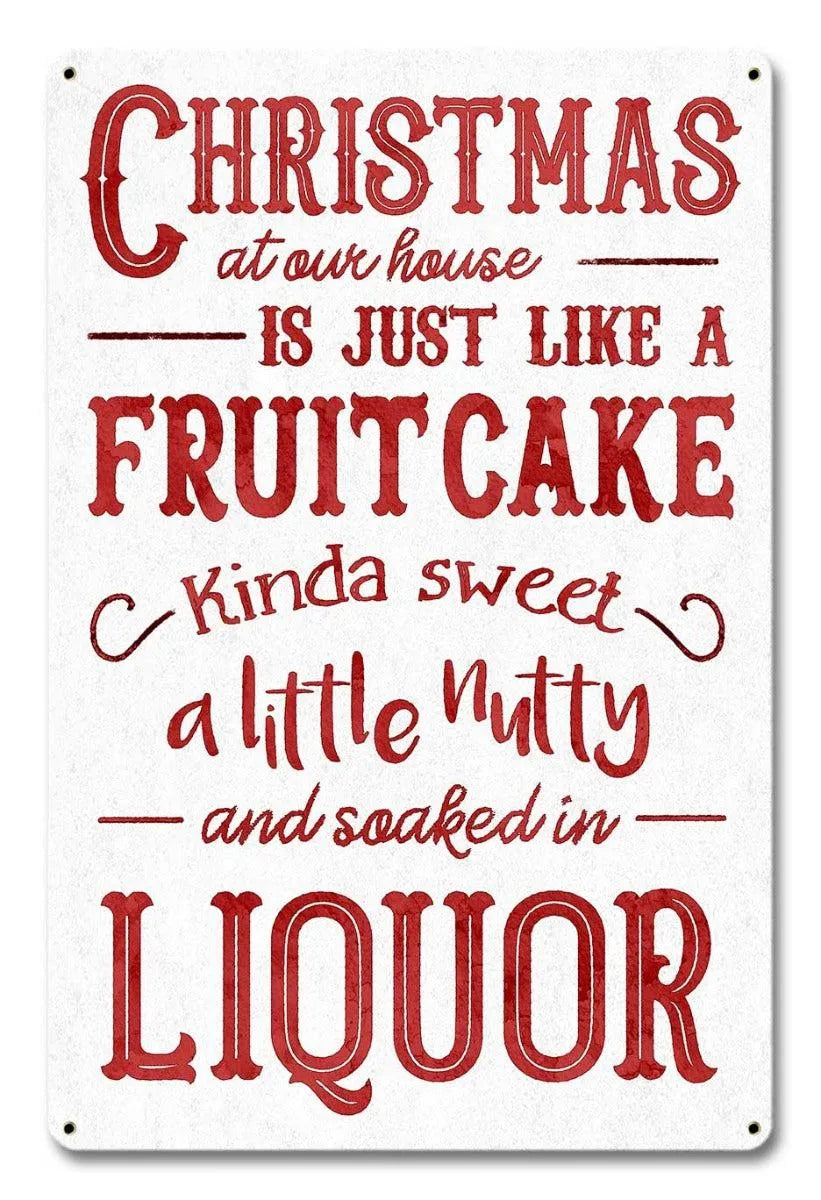 Humorous Holiday Kitchen Decor, Christmas Fruitcake Metal Sign, Vintage Typography Tin Sign, Retro Christmas Metal Sign, Farm