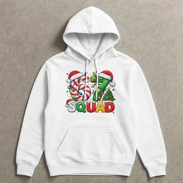 Candy Cane Number Graphic Hoodie, 67 Squad Christmas Hoodie, Matching Family Holiday Hoodie, Festive Winter Group Sweatshirt 