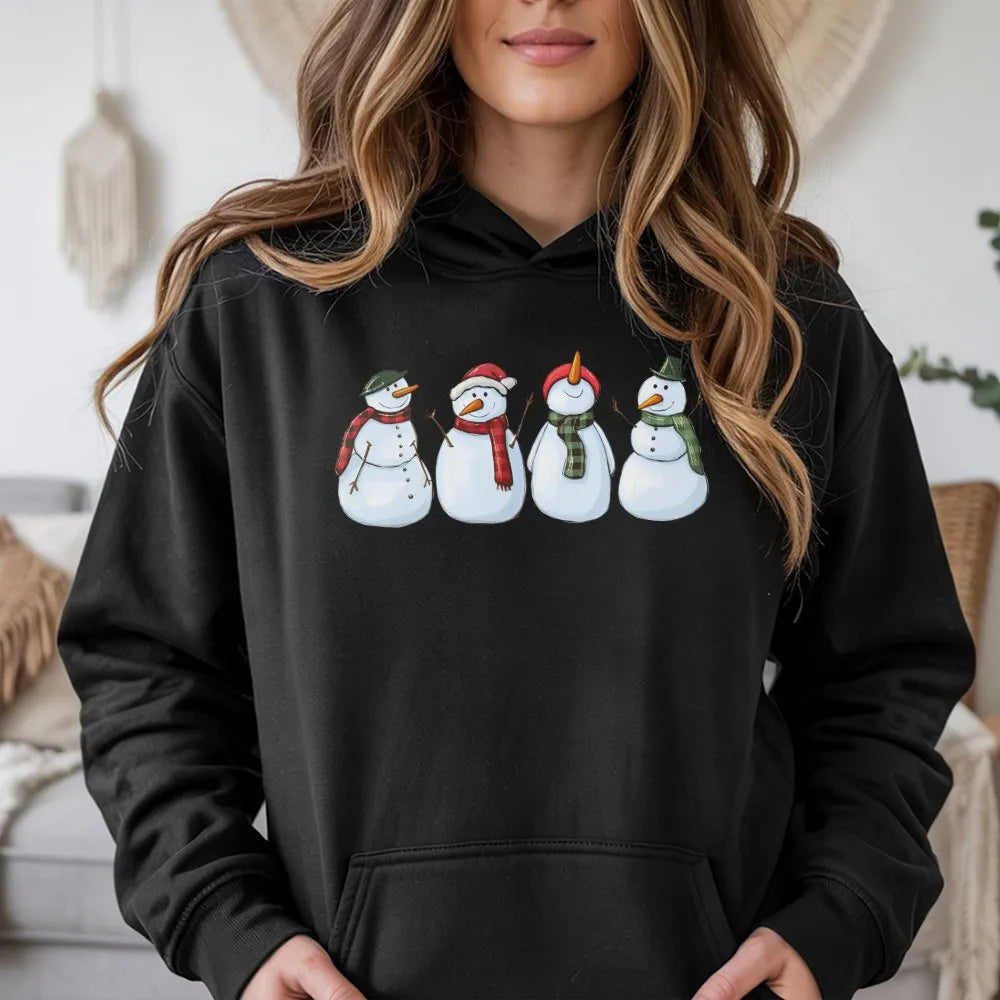 Christmas Snowman Sweatshirt, Adorable Snowman Hoodie, Festive Winter Snowman Hoodie, Comfy Holiday Graphic Hoodie, Christmas
