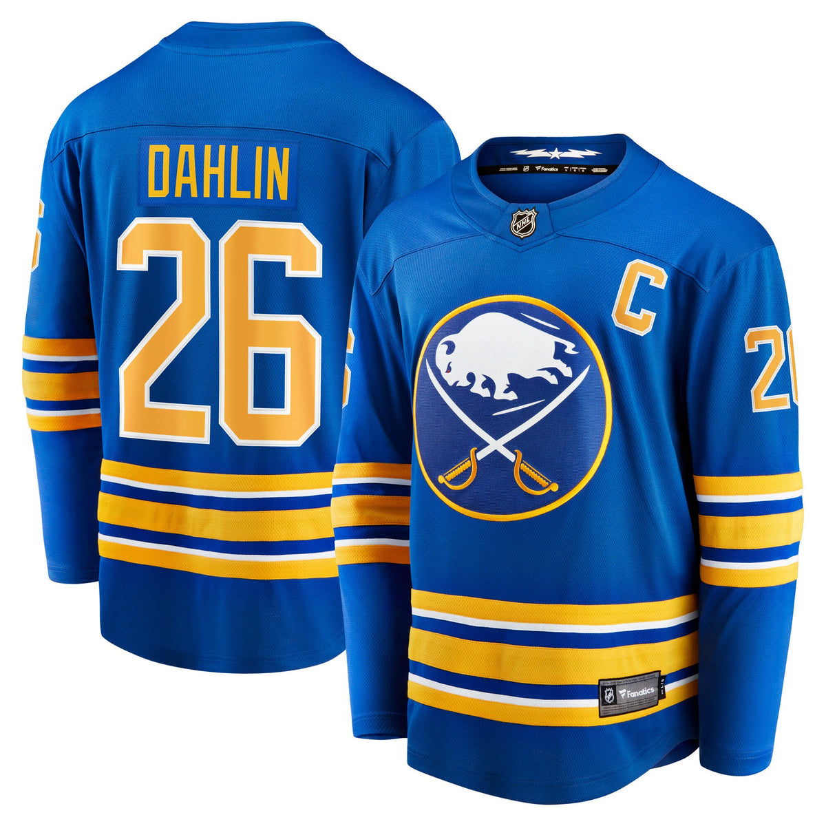 Buffalo Sabres Rasmus Dahlin Fanatics Royal Home Captain Patch Breakaway Jersey