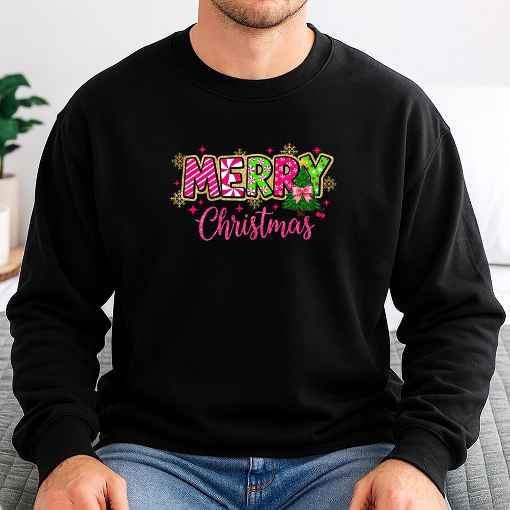Candy Cane Tree Holiday Sweater, Merry Christmas Sweatshirt, Adorable Xmas Tree Crewneck, Festive Winter Sweatshirt, Women Ho