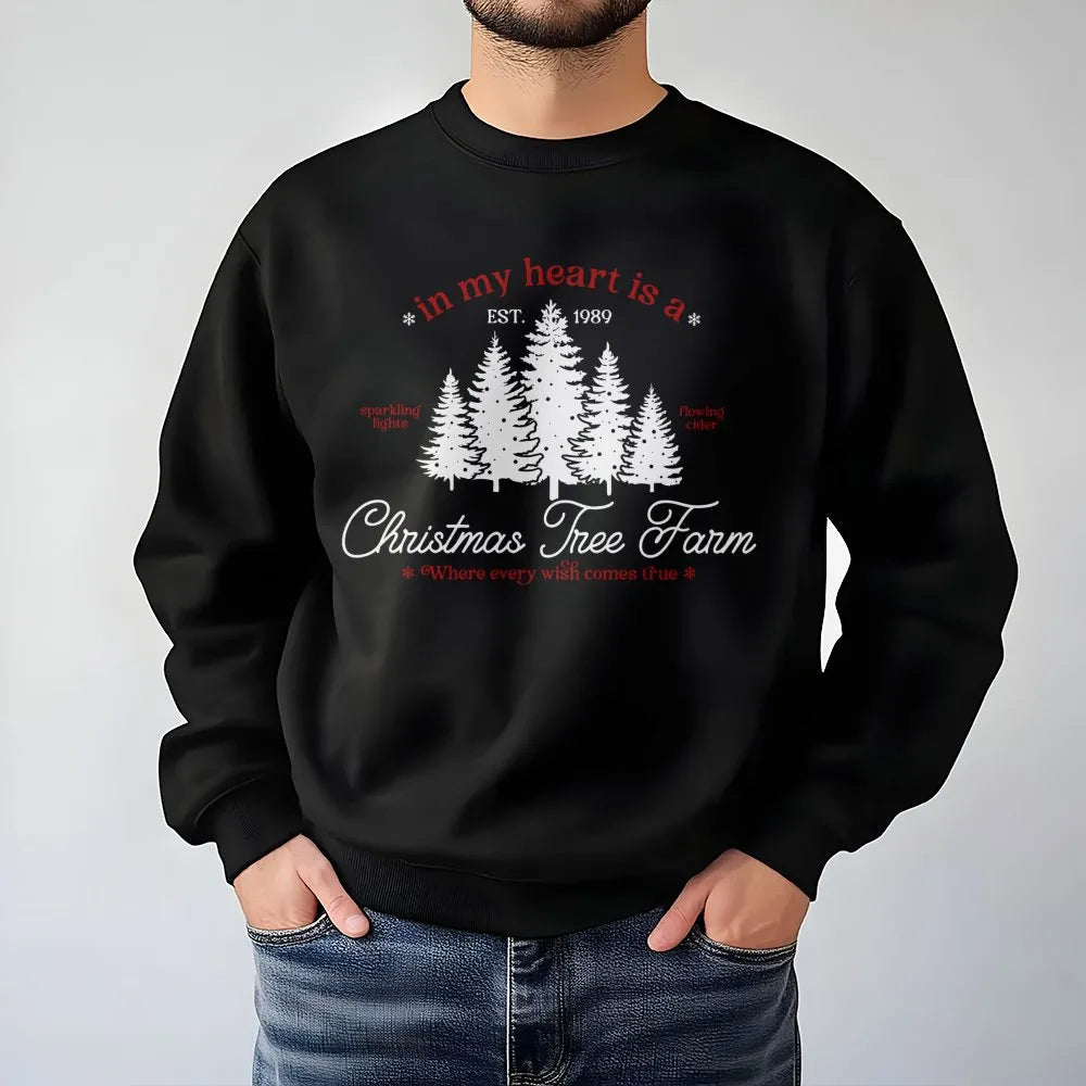 Comfy Holiday Forest Sweatshirt, Christmas Tree Farm Sweatshirt, Vintage Winter Tree Farm Pullover, Festive Xmas Crewneck Swe