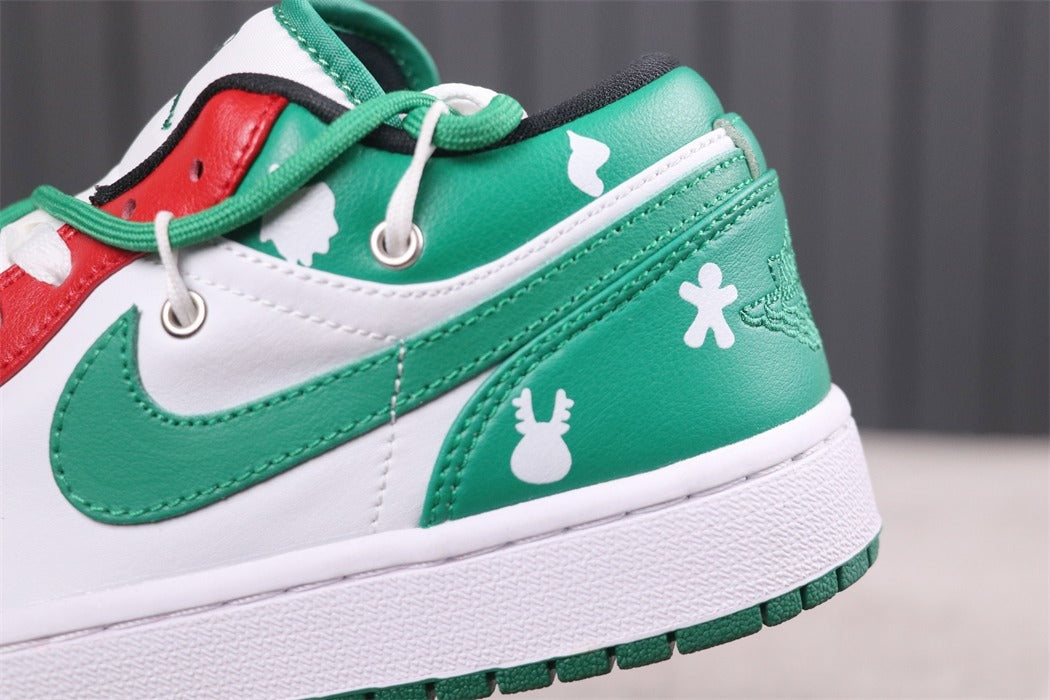 Low Top Sneakers, White Green Colorway, Lace Up Design, Casual Gift for Sneaker Fans
