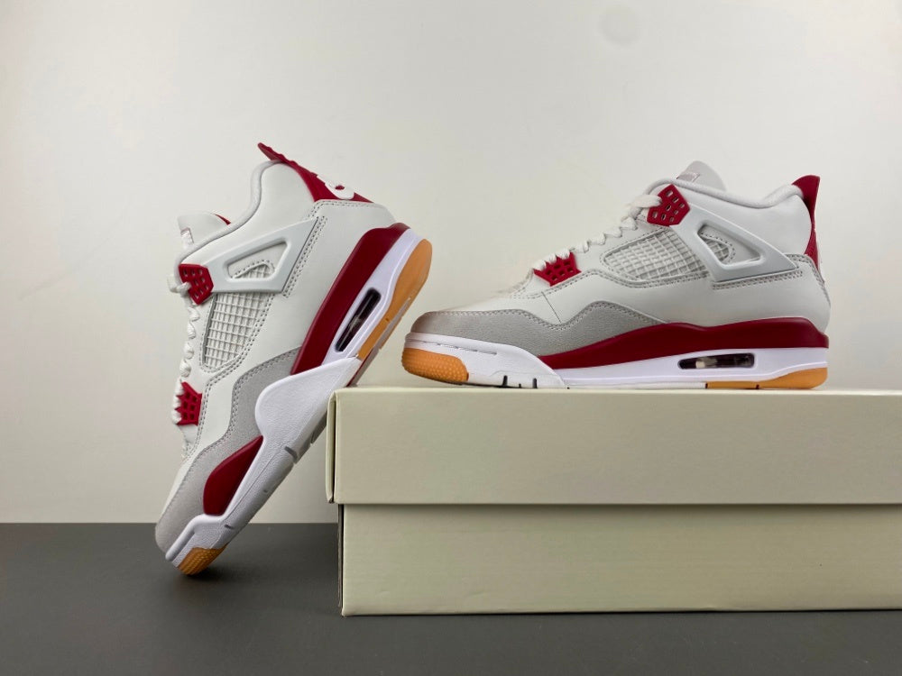 Low Top Sneakers, White Red Gray Colorway, Suede Footwear, Lace Up Design, Casual Gift for Sneaker Fans