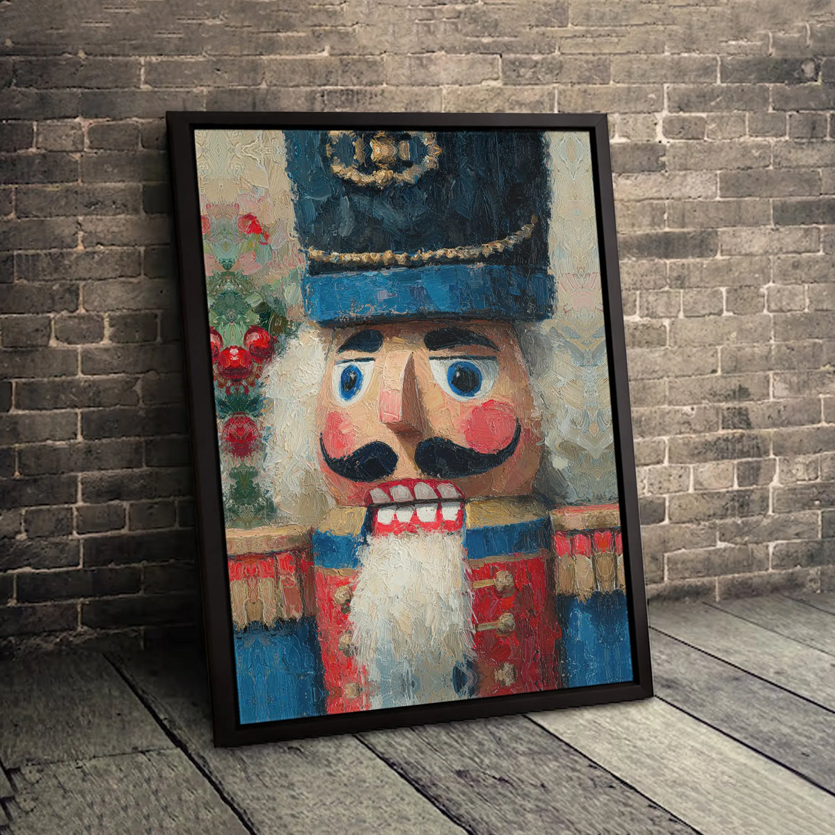 Holiday Nutcracker Canvas Print, Nutcracker Christmas Canvas Wall Art, Oil Painting Texture Wall Art, Winter Festive Canvas D