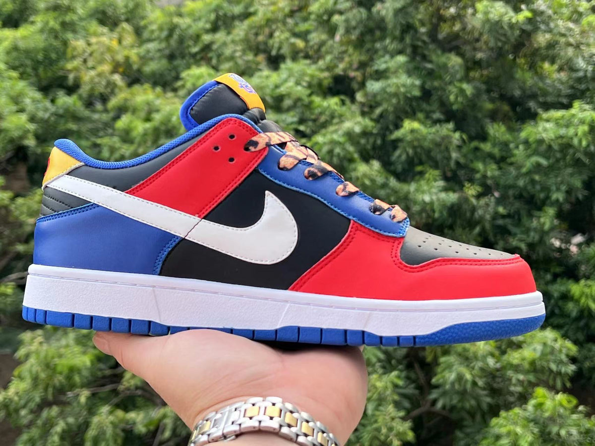 Low Top Sneakers, Blue Red White Colorway, Lace Up Design, Casual Gift for Sneaker Fans