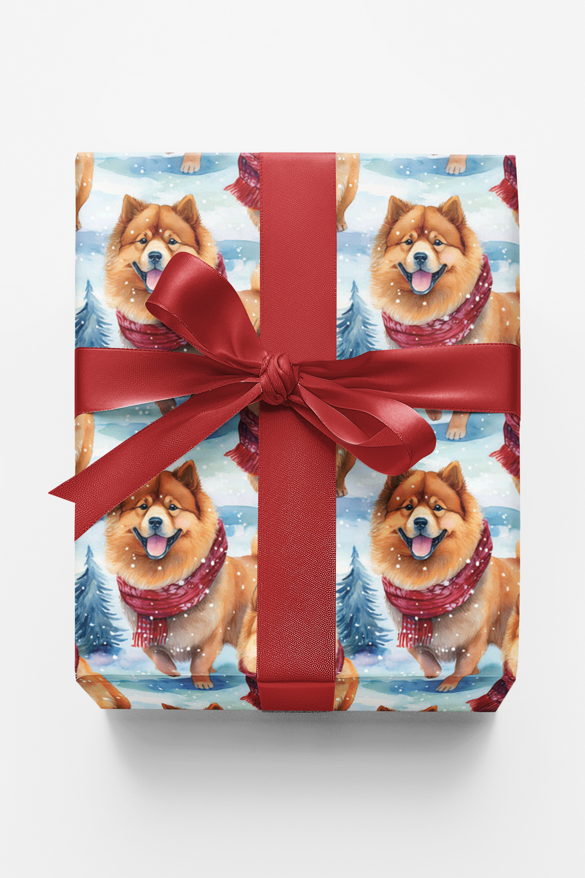 Winter Scarf Dog Wrapping Paper, Chow Chow Christmas Wrapping Paper, Watercolor Chow Gift Wrap, Dog Lover Wrapping Paper, Ado
