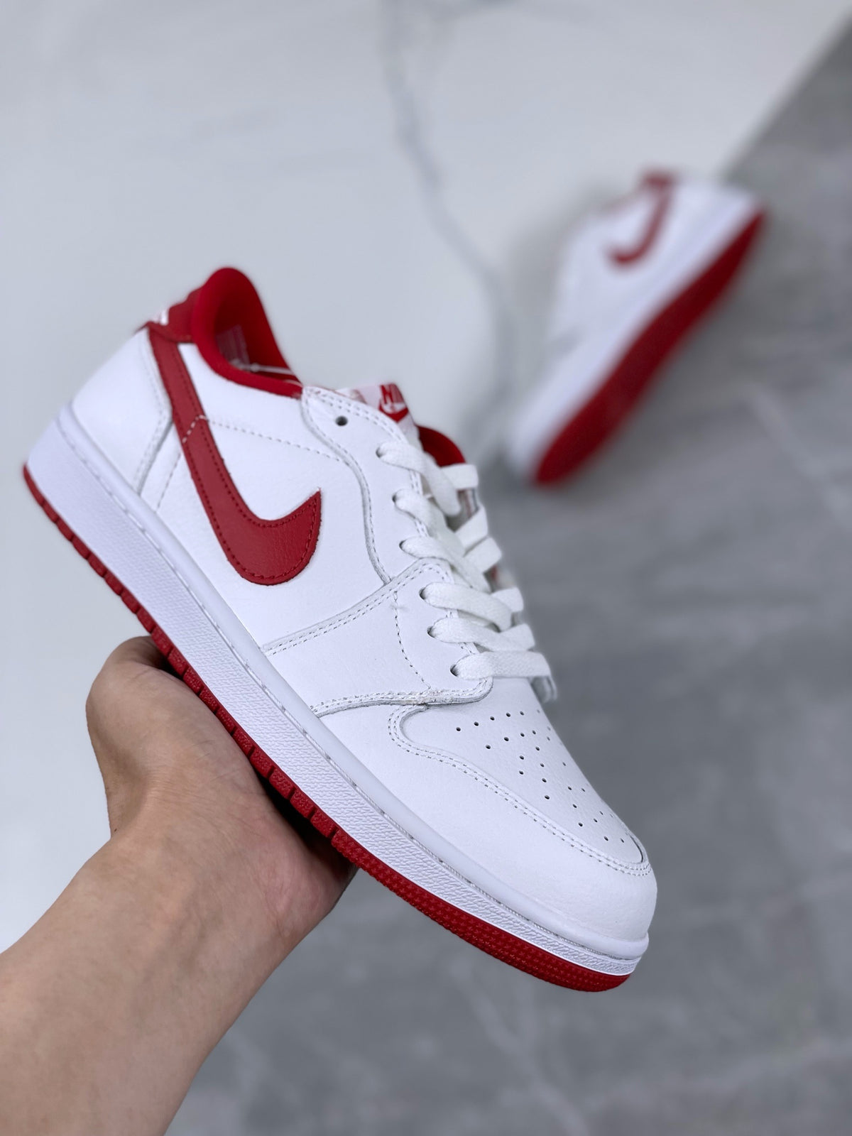 Retro Low Top Sneakers, White Red Colorway, Lace Up Design, Casual Gift for Sneaker Fans