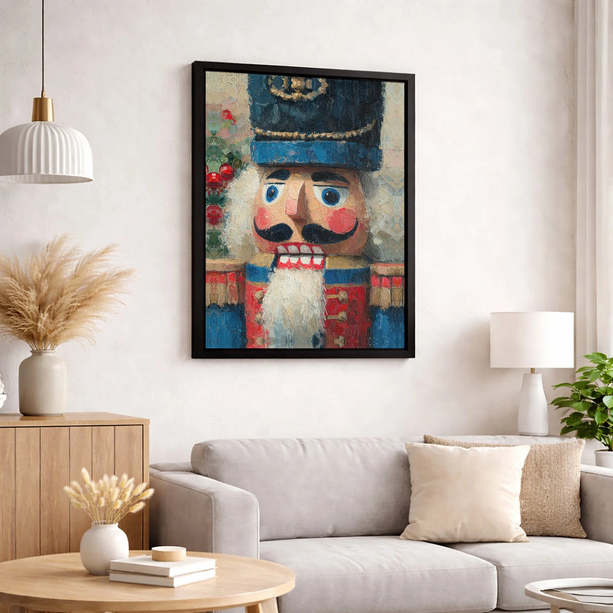 Festive Oil Impasto Nutcracker Canvas Print, Nutcracker Canvas Wall Art, Holiday Nutcracker Canvas Decor, Vintage Christmas A