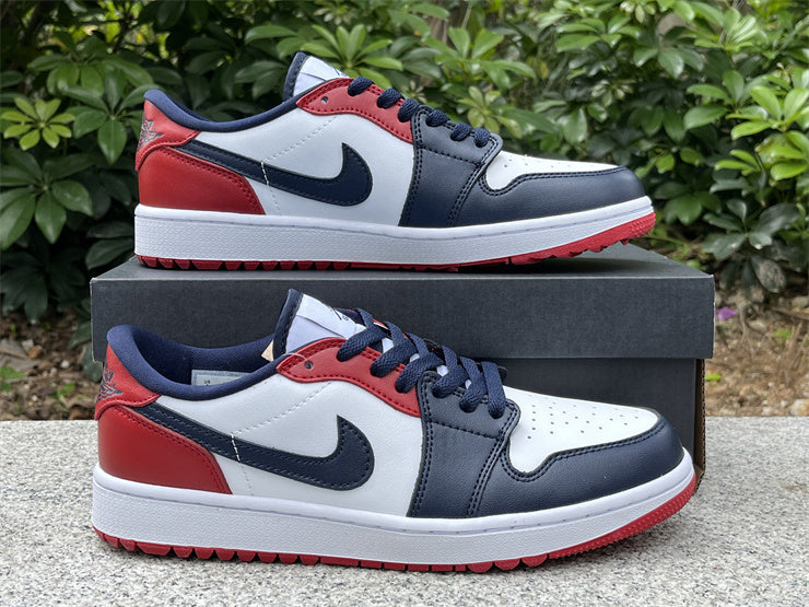 Low Top Golf Shoes, Blue White Red Colorway, Lace Up Design, Casual Gift for Shoe Lovers