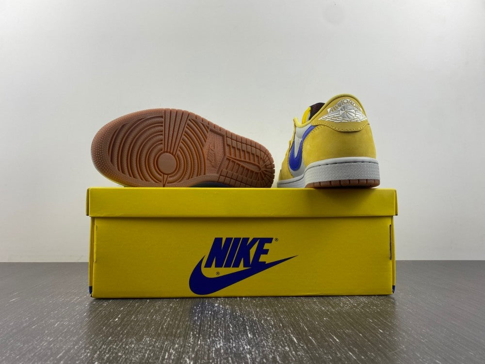 Low Top Sneakers, Blue White Yellow Colorway, Reverse Hook Design, Lace Up Design, Casual Gift for Sneaker Fans